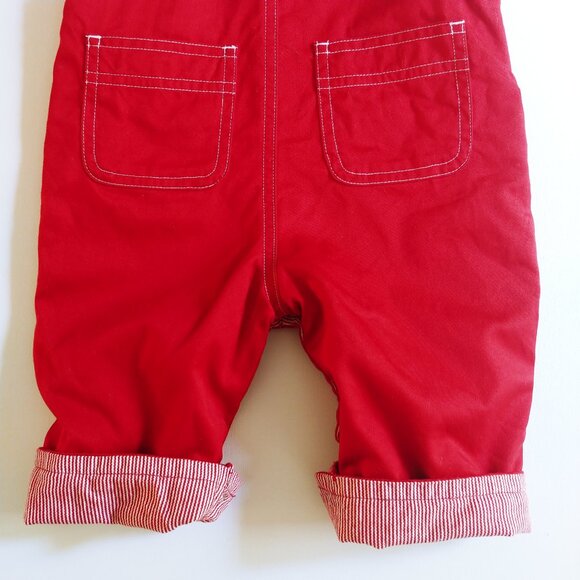 Vintage Gap Red Striped Lined Overalls size 3-6 Months - Picture 10 of 13